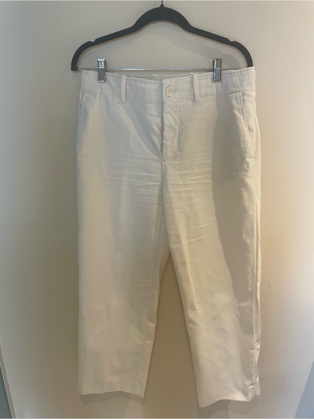 Zara White Cropped Straight-Leg Pants